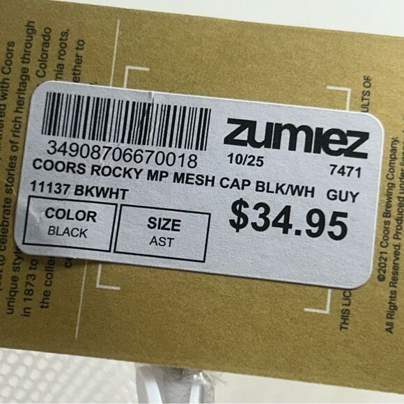 Brixton X Coors Rocky MP Mesh Snapback Hat Black White OS - Picture 4 of 6